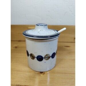 Vtg  Knobler Studio Art Pottery ~4" Jam Condiment Honey Jar Dipper Made In Japan
